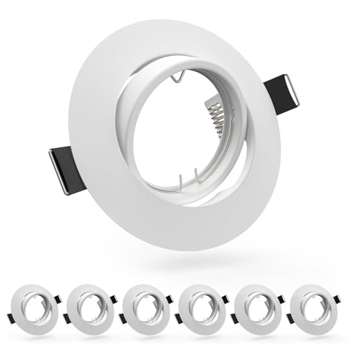 6 Pack Recessed Lighting Trims, MR16 GU10 GU5.3 Holders, 3 inch Recessed Light Socket, Adjustable Spotlight Frame Suitable for Ceiling Cabinet Kitchen, Matte White