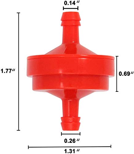 298090 394358 Lawn Mower 1/4" Inline Gas Fuel Filter For B & S Bs 394358S 5098K Am38708 7-6572 1/4" Inline Gas 75 Micron Assembly (2/Pack) #TOP4