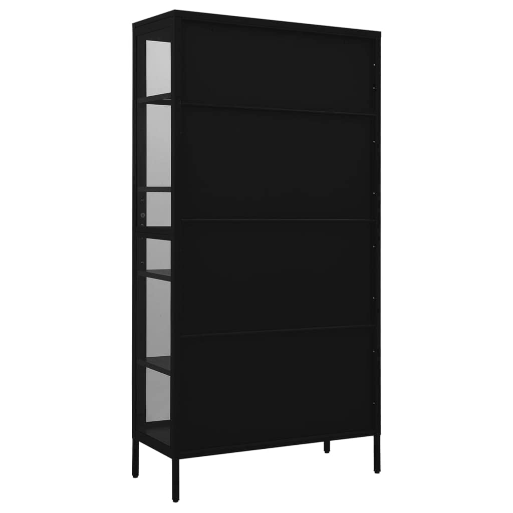 Vitrina negra 90 x 40 x 180 cm de acero y vidrio templado con 4 estantes ajustables para decoración del hogar y almacenamiento