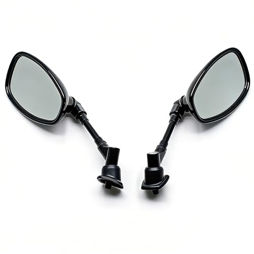 Image of MZS Motorcycle Rear View Mirrors, Universal 10MM 8MM Handlebar Rearview Side Mirror Adjustable Black Compatible with Cruiser Chopper Touring Street Naked Bike Scooter