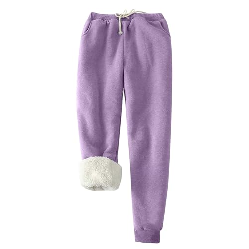 Womens Sweatpants Fleece Sherpa Lined Sweatpants with Pocket Thermal Leggings Winter Warm Sherpa Lined Joggers