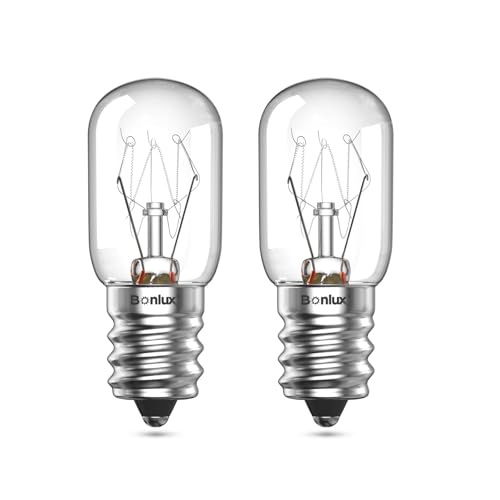 Bonlux Lot de 2 ampoules de four E14 à intensité variable - 300 ° - Blanc chaud - 2600 K - Pour lampes à sel, micro-ondes, four, réfrigérateur