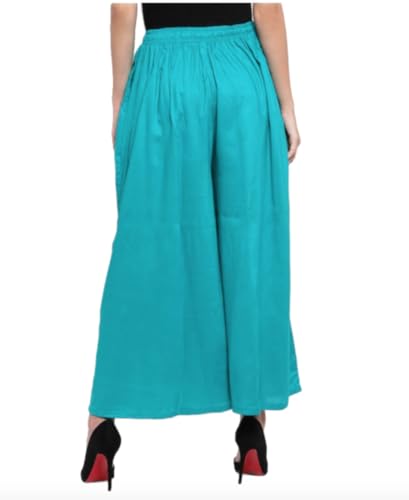 Image of TNQ Full Flared Cotton Palazzo Pants || Gold Print Printed Sharara Garara || Ethnic Or Casual Wear