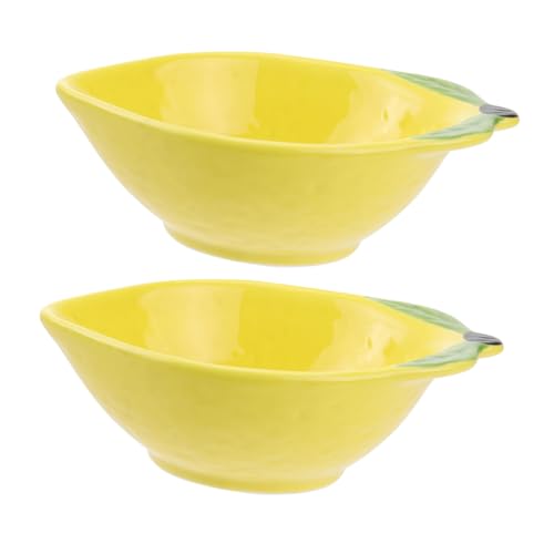 OFFSCH Dining Table Essential: 2-piece Lemon Decor Saucer Stylish Fruit Plate Ceramic Serving Bowl for Home