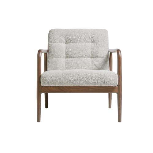 Image of Kingsman Furnitures Benette Premium Teak Wood Armchair for Living Room | Bedroom | Drawing Room | Elegant Matte Finish with Luxurious | Comfortable and Durable Seating (BENETT-Boucle)