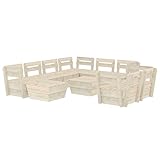 Material: Imprägniertes Fichtenholz;Abmessungen des Mittel-/Ecksofas: 60 x 60 x 65 cm (B x T x H);Tisch/Ottomane-Abmessungen : 60 x 60 x 30 cm (B x T x H)