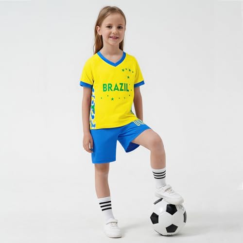 Image of Unisex Kids Soccer Jersey and Shorts Kit 2-Piece Set Boys Girls Football Outfits for Little Athlete 2-14 Years