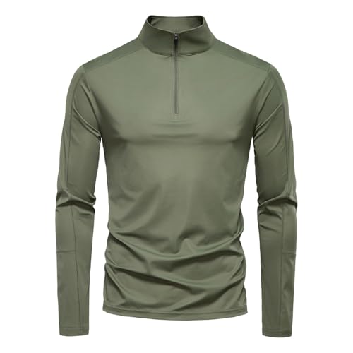 Rash Guard Shirts For Men Upf 50 Mock Turtleneck Cooling Long Sleeve Compression Shirts Wicking Fishing Summer Outfit
