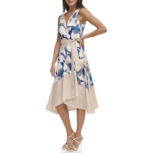 Image of DKNY Women's Sleeveless Tie Fit & Flare Midi Dress