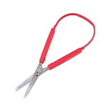 Loop Scissors Stainless Steel Safety Cutting Supplies Craft for Children Adults School Office Elasticial Grip(red)