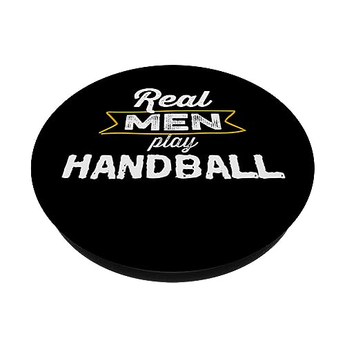 Funny Real Men Play Handball Sports Hand Ball PopSockets Swappable PopGrip, Black - Image 2