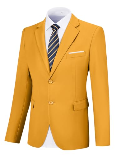 Amyox Men’s Casual Suit Jacket Slim Mens Sport Coat Business Mustard Yellow Tuxedo Jacket XL