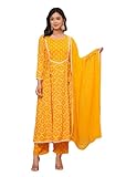 JVSP FASHION Yellow Color Embroidered Anarkali Kurta set with Dupatta In Rayon fabric Indian Tunic Dress Ethnic Wear Collection For Women & Girls
