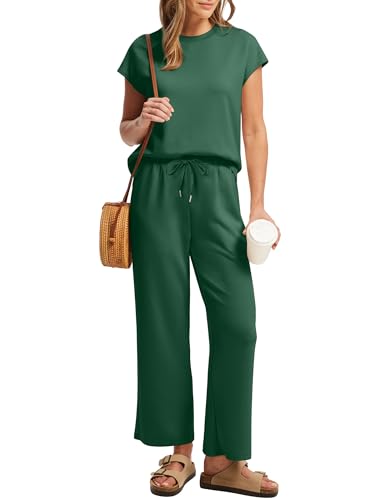 Image of Sampeel Two Piece Sets for Women Summer Vacation Outfits Cap Sleeve Tops Lounge Matching Sets Clothing Beach Fashion Clothes