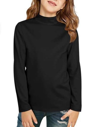 Pull col montant filles anti-courants d'air, haut manches longues stretch 5 à 14 ans