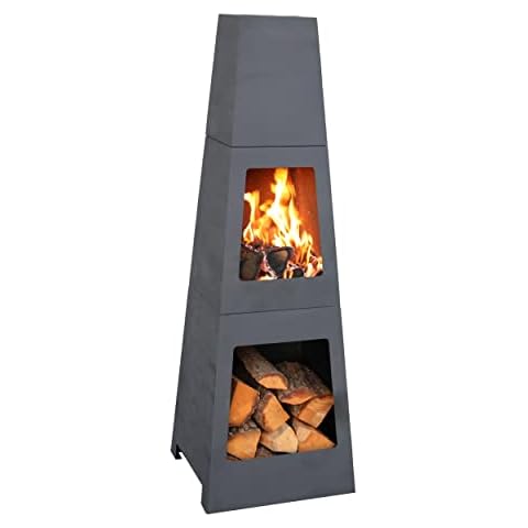 Chimenea Style Fire Pit with Wood Storage - 400mm x 400mm x 1200mm Cover