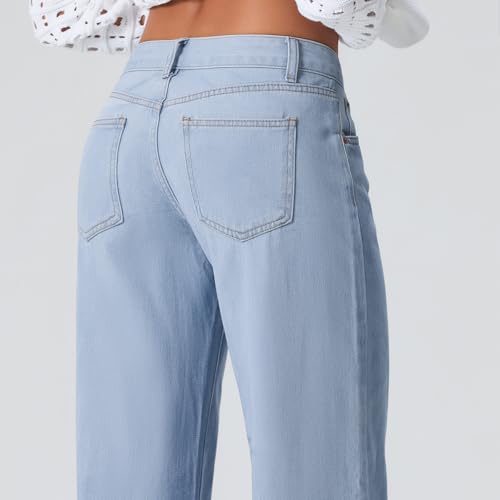 Women's Wide Leg Boyfriend Denim Pants - Low Rise Baggy Casual Loose Jeans - Y2K E-Girl Style4