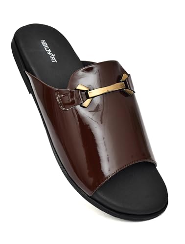 Image of HEALTH FIT Extra Soft Comfortable Traditional Ethnic Chappal /Slippers Wedding & Festive Sliders for Gents /Boys Lightweight flexible TPR sole & Easy-to-wear slip-on design cushioned for Men HF7017