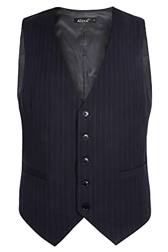 Image of Alizeal Mens Pinstripe Business Vest Formal Fit