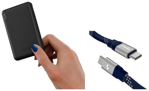 Image of URBN 10000 mAh Nano Slim Power Bank - Black with Designer Cable Type C to C