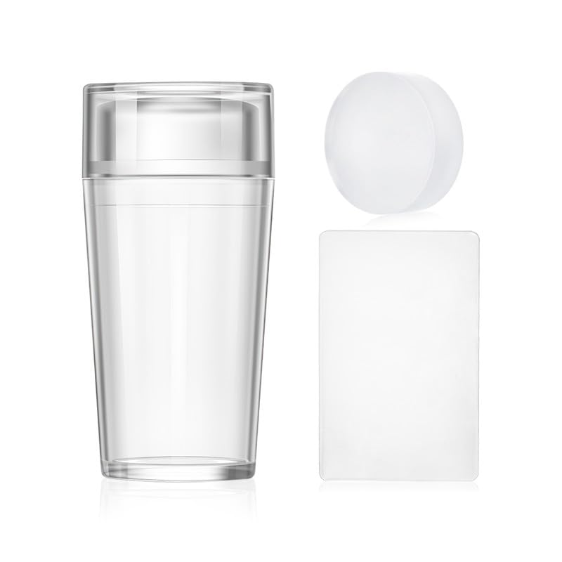 Sello francés para arte de uñas, con raspador de uñas y cabezal de sello reemplazable, herramienta de inicio de manicura para el hogar, kit de