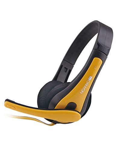 Canyon CHSC1BY on-ear headphones wired 3.5mm plug for laptop PC smartphones and tablet, Yellow