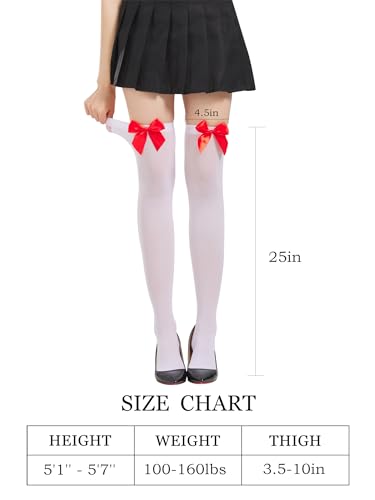 Image of SOUTHRO Thigh High Stockings & Fishnet Tights with Bow, Cute Kawaii Socks | Soft Nylon, Velvet & Satin Bow Styles; Thigh High, Knee High or Footed Tights; for Coquette, Halloween, Cosplay & Date