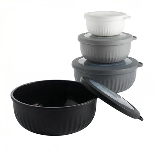 URMONA Lot de 4 Saladiers avec Couvercle, Bols Mélange Empilables en Plastique,...