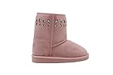 Rampage Girls' Big Kid Slip On Mid High Microsuede Winter Boots with Shimmer Stars Blush Size 12