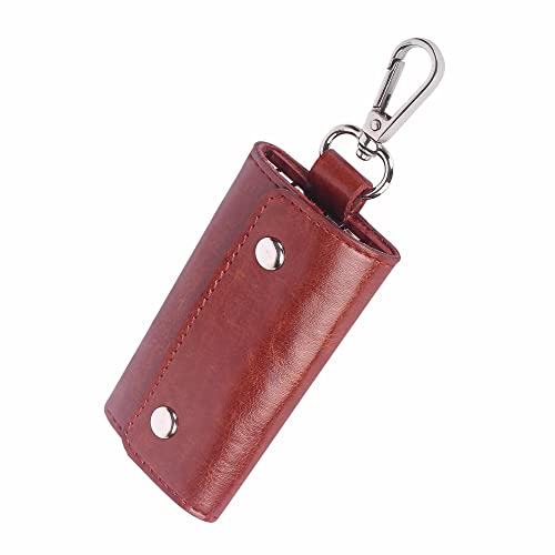 Image of Leather Key Pouch Keychain for Men & Women - Key Holder Wallet with Key Ring | Compact Key Organizer Case for Car Keys, House Keys & Coins | Small Leather Key Wallet Pouch