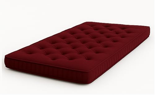 Image of ATOOTFUSION Cotton Floor Mattress, 4 inch Thick Tufted Cushion, 72 x 30 inch, Foldable, Rollable Light Weight Cotton Mattress (Maroon)
