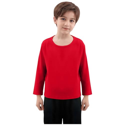 Kids Basic Cotton Shirts 3 Pack Girls Boys Long Sleeve Tshirt Crewneck Top Casual Solid Color T-Shirt Soft Comfy Tee3
