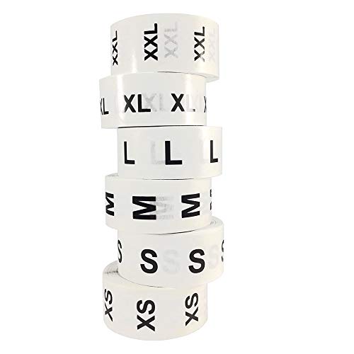 3500 Count 3/4 Inch Clothing Size Labels in Round Sticker Form