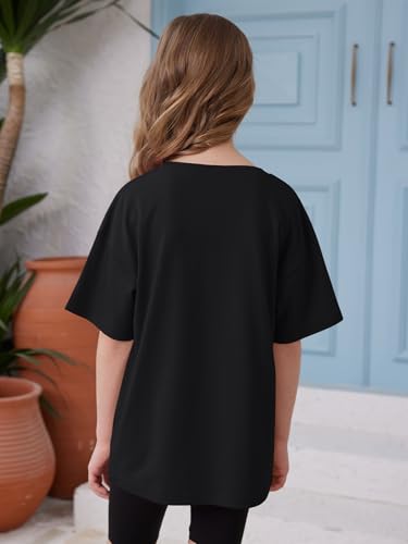 Image of ZDC Girls Short Sleeve T Shirts Kids Summer Oversized Tops Trendy Crewneck Basic Tees 5-14 Years