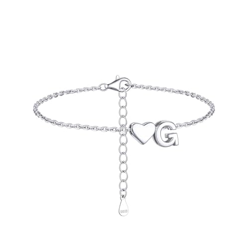 ChicSilver Sterling Silver Initial Bracelet Letters Personalized Heart Bracelet Hypoallergenic Dainty Bracelets for Women 01.G