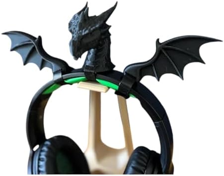 Dragon Gaming Headset Decorative Attachment, Black Wings and Head Design, Detachable Parts image 5