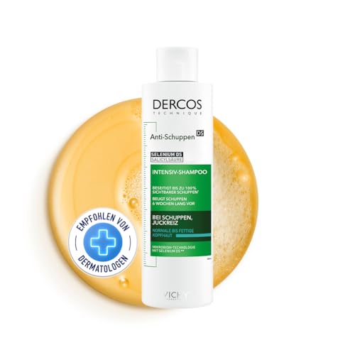 VICHY Anti-Schuppen Shampoo für normales bis fettiges Haar: Selendisulfid und Salicylsäure entfernen Schuppen von der Kopfhaut, mildern Juckreiz und beugen einer Schuppenbildung vor, Dercos, 200 ml