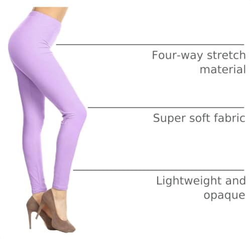 Image of Leggings Depot Women's High Waist Leggings Soft 1 inch Waistband Solid Pants - Regular, Plus, 1X3X, 3X5X