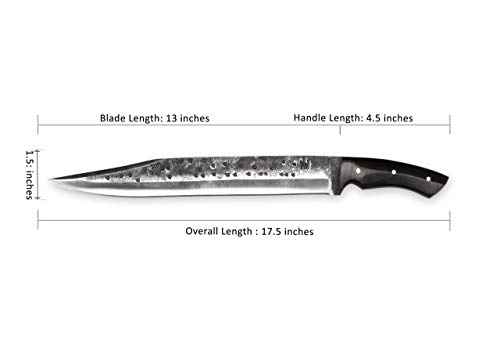 Foto von Hobby Hut HH-101, Handgemachtes Jagdmesser mit Scheide, 1095 Stahl, Bowiemesser, Micarta Griff, lederscheide