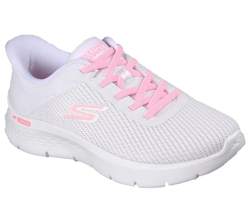 Skechers Go Walk Flex Carla - Sneaker da Donna, Colore Bianco e Rosa, Taglia 36
