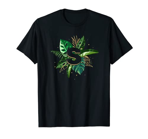 Letter S / Letter S Initial or Monogram on Exotic Palm Leaf T-Shirt