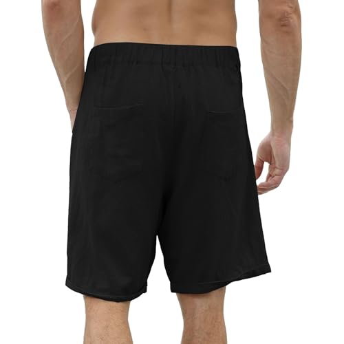Pantalones Cortos Lino Hombre 3X-Large Negro miniatura 3