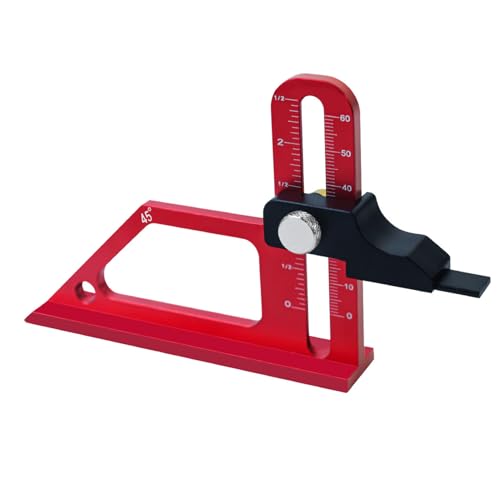 Height Depth Gauge, Aluminum Alloy 0 to 60mm 45° CNC Machined Depth Measuring Tool with Scale for Table Saw Router Drill Press Bandsaw