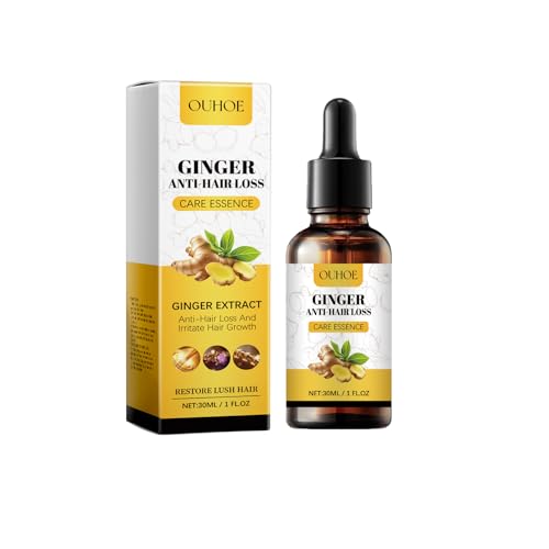 OUHOE Ginger Anti-Hair Loss Care Essence, Natural Hair Growth Serum with Castor Oil, Ginger Extract and Sophora Flavescens, Quick-Absorbing Daily Scalp Treatment, 30ml/1 Fl Oz