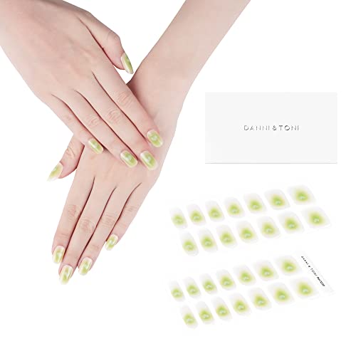 DANNI&TONI ジェルネイルシール 硬化タイプ 手用 グリーンハート長持ち無臭 防水 SGS認定 安全 初心者簡単 セルフジェルネイル ツール付き28シールref.3520Love Me Tender