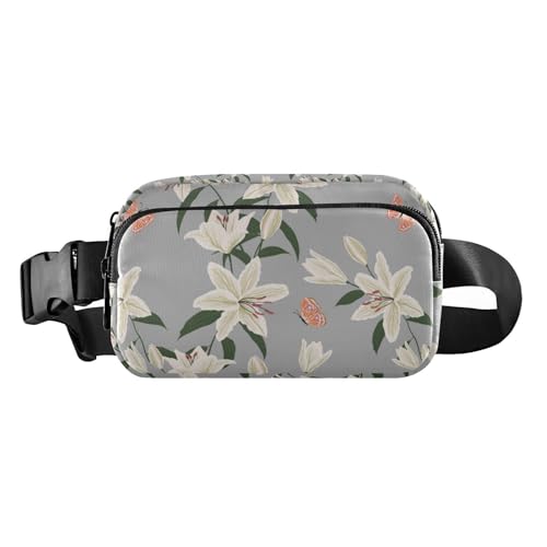 Riñonera de gran capacidad con correa ajustable para viajes, vacaciones, correr y para mujeres, hombres y adolescentes, de Lily Flowers Garden, Jardín de flores de lirio, 1 size