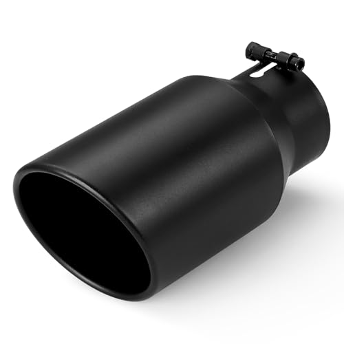 Wabuiltown Exhaust Tip 4 Inlet 6 Outlet 15 Long High Performance Stainless Steel Peel-Resistant Black Powder Coated Rolled Angle Cut Bolt-On Diesel Tail Pipe Universal for Car Truck