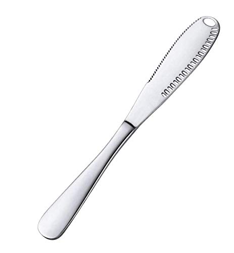 Butter Knife Stainless Steel Butter Spreader with Serrated Edge Shredding Slots for Cutting and Spreading butter cheese Silver