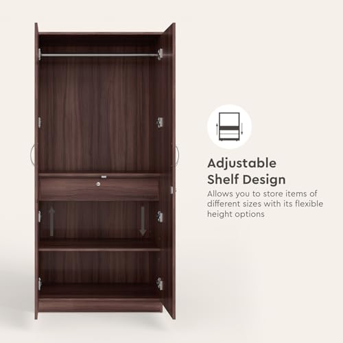 Image of Interio by Godrej Wardrobe, EWA 2-Door Engineered Wood Wardrobe with Mirror