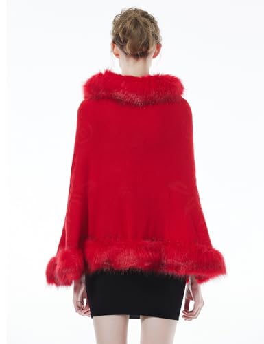 BEAUTELICATE Faux Fur Shawl Wrap Stole Shrug Bridal Winter Wedding with Hook